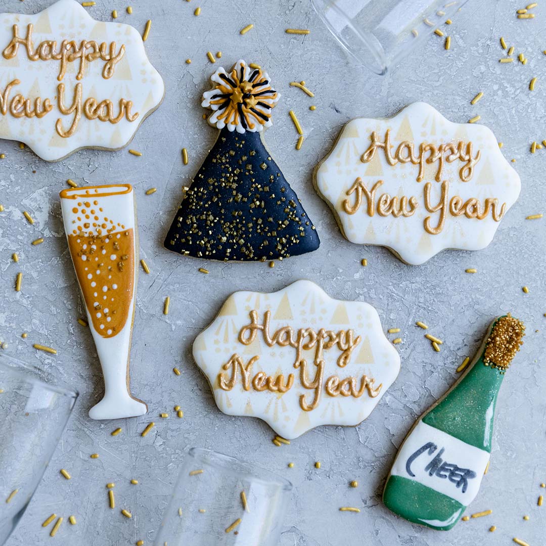 New Years Decorated Cookie Set